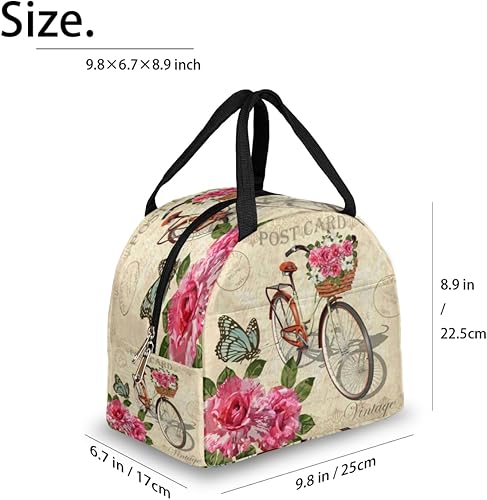 Miniatura 2 de Lonchera térmica reutilizable con diseño de rosa para mujeres y adultos, contenedor pequeño a prueba de fugas, bolsa térmica portátil para el