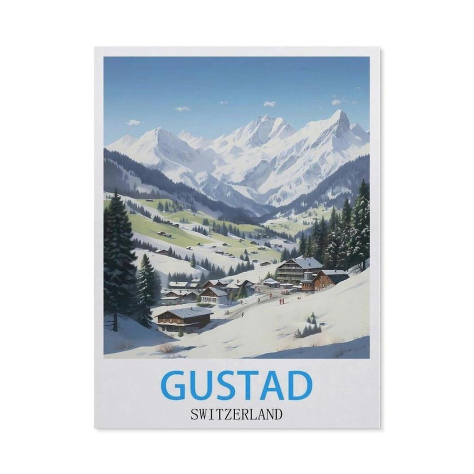 Beayodkp （50 X 60 Cm/19.68 X 23.62 Inches） Gustad Switzerland Vintage Travel Posters，5D Diy Diamond Painting Full Round Drill Diamond Embroidery Cross Stitch Rhinestone Mosaic Paintings Art-Cc30