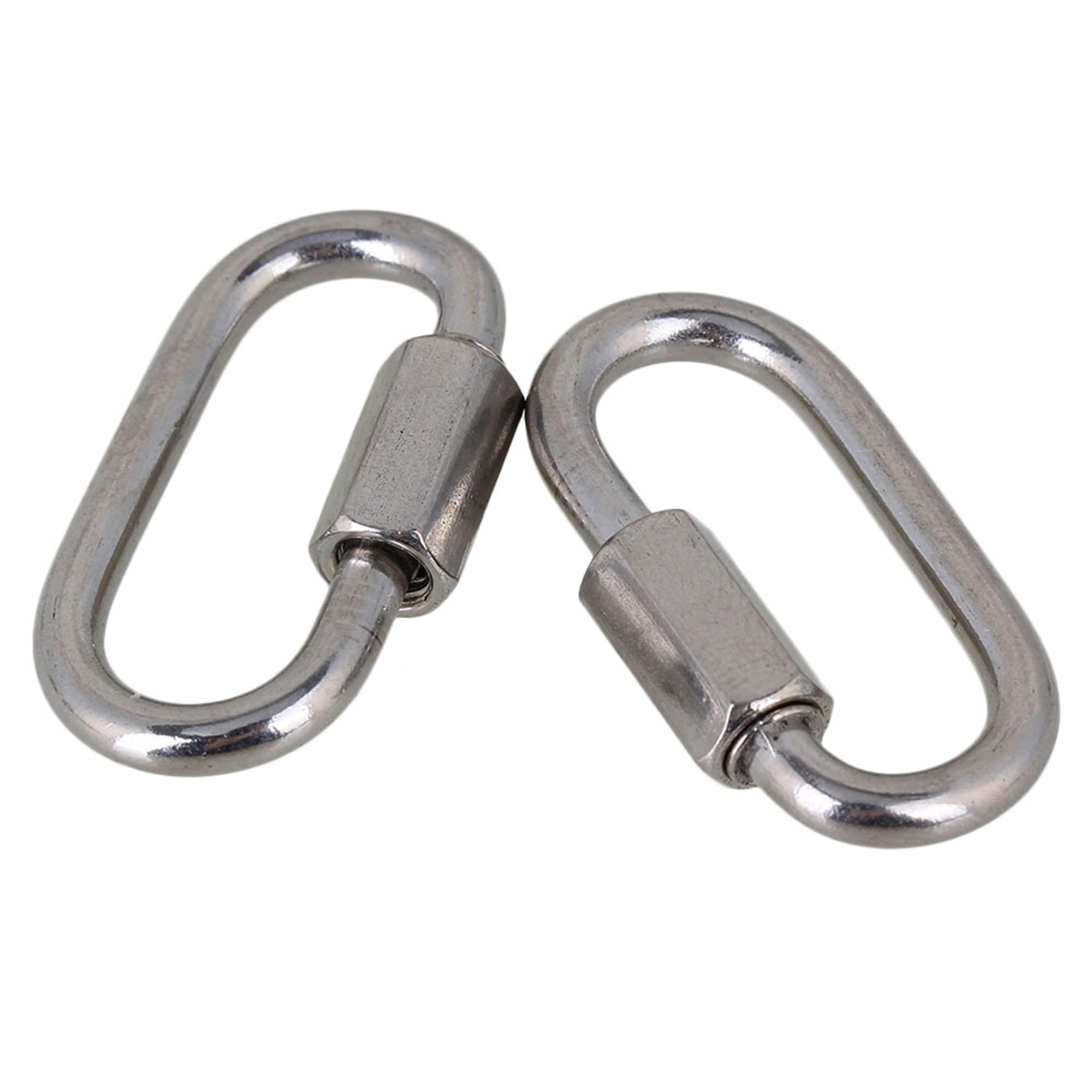 Gancio di bloccaggio a vite in acciaio inox M3.5, attacco a catena a maglie veloci, moschettone, anello di bloccaggio, gancio argentato con dado filettato, confezione da 50