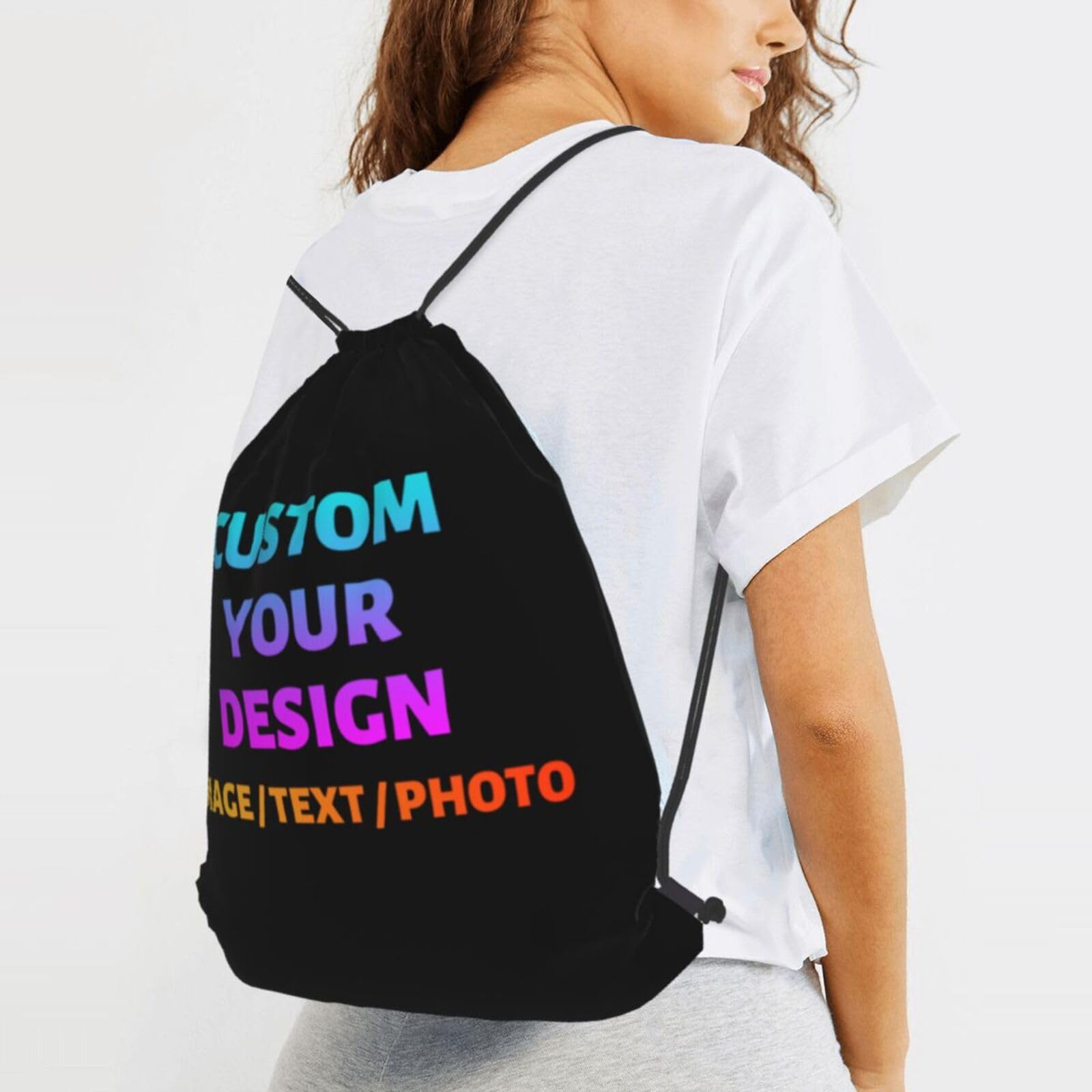 Custom Drawstring Backpack Personalized Drawstring Gym Bag Design Your Photo/Logo/Text for Men Women Swimming Sports Bags