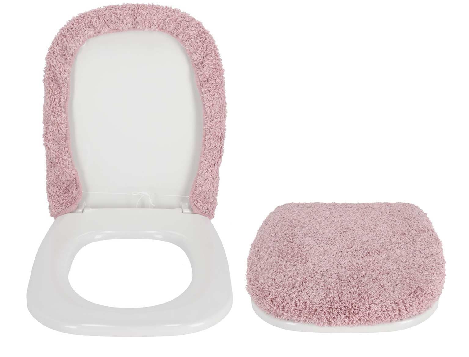 Casatessile - Fluwelen WC-stoelhoes, Schokabsorberend en Comfortabel, 100% Katoen, Machinewasbaar, Geschikt voor 41x50 cm Assen, Maat 50x45 cm Oudroze