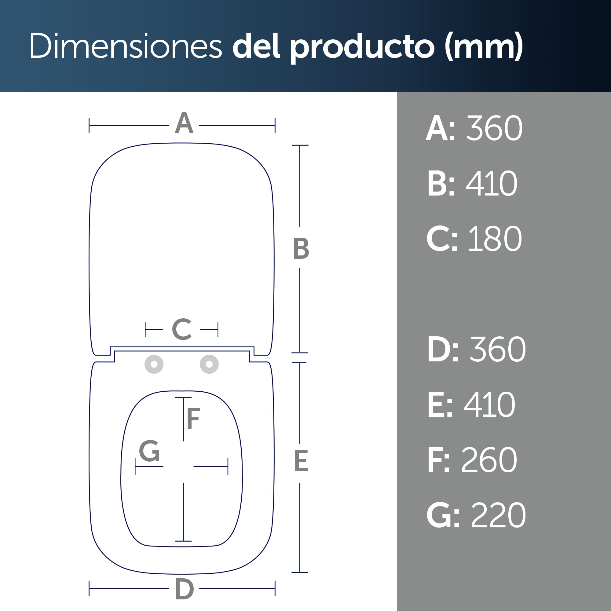 Ideal Standard Asiento de inodoro i.life S, diseño envolvente, cuadrado, con mecanismo de cierre suave, función de liberación rápida para facilitar la limpieza fabricado en Duroplast resistente Blanco