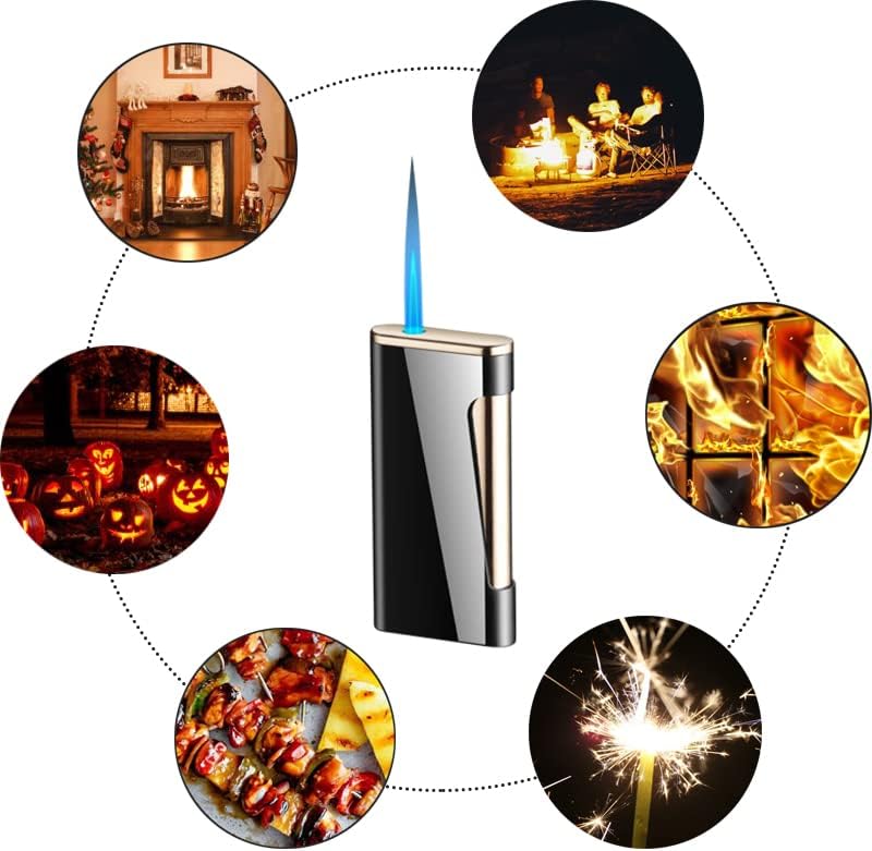 Miniatura 6 de Encendedores de llama de cigarrillos delgados con esfera de llama ajustable, encendedor recargable de butano, gran regalo para hombres, cumpleaños,