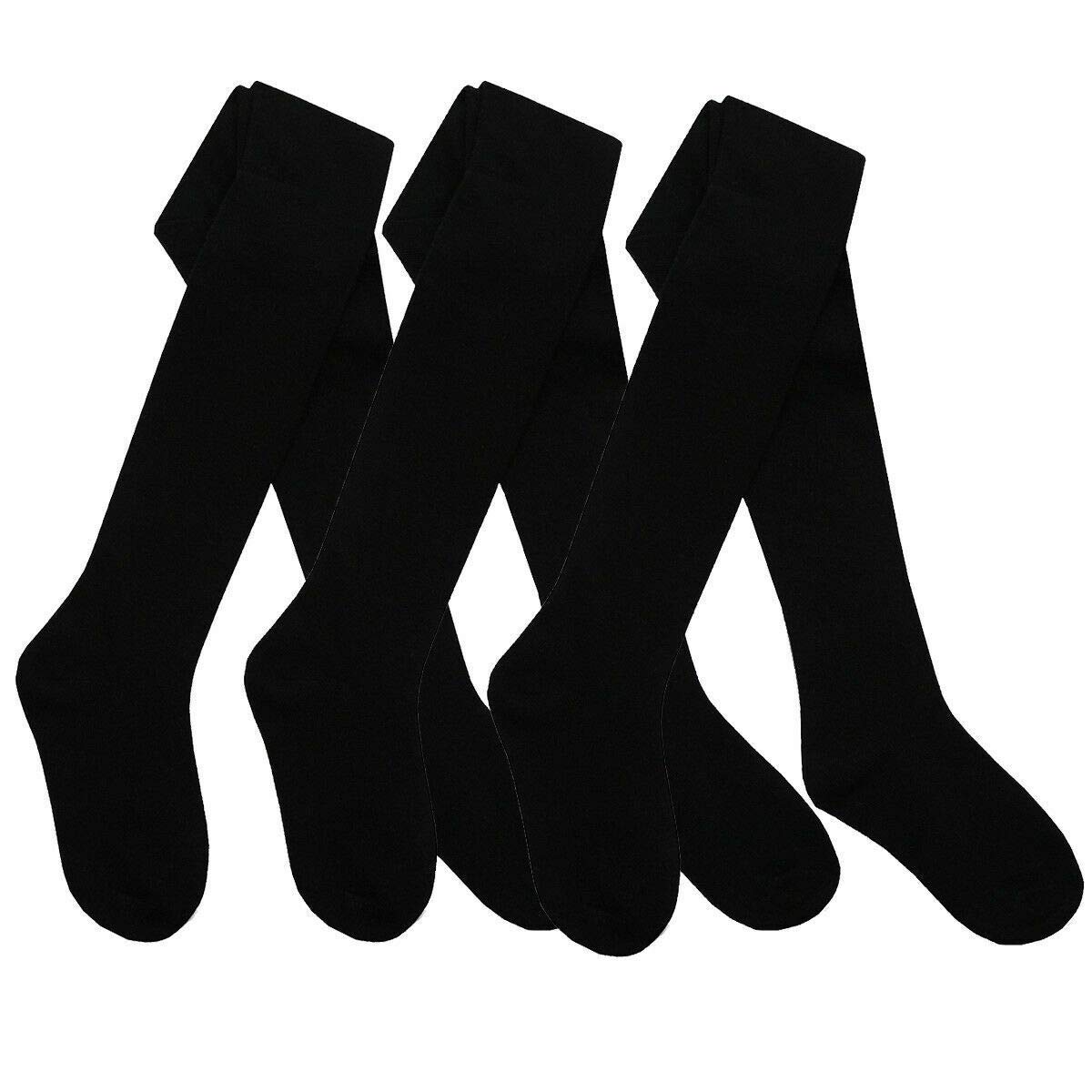 Britwear 3 x Girls Tights for School Cotton Rich Colour:Black Size:3-4 Years