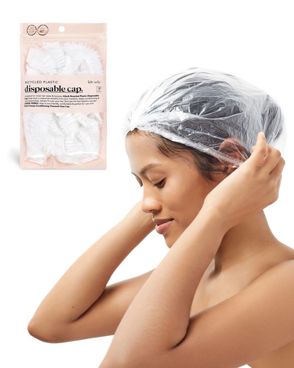 Kitsch Recycled PE Disposable Shower Cap for Women and Men