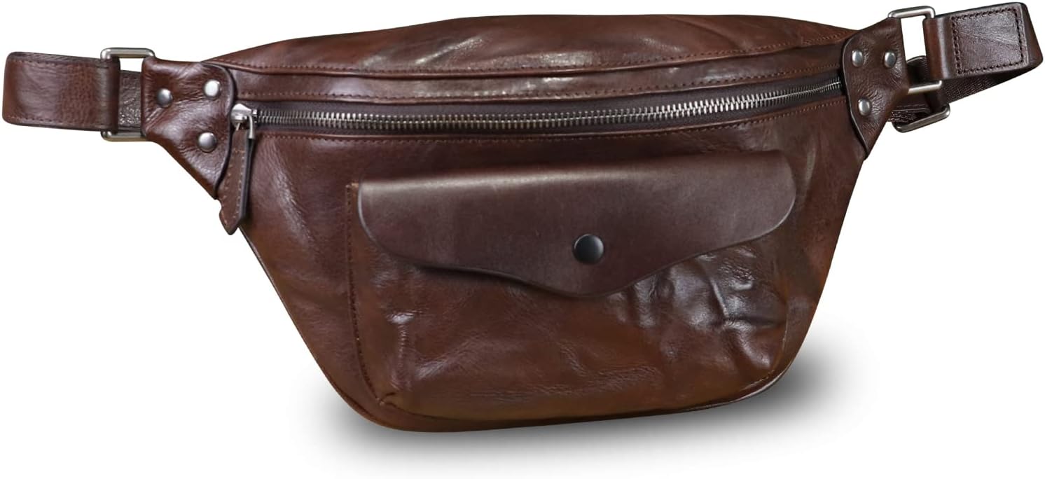 Genuine Leather Fanny Pack for Women and Men Vintage Real Leather Sling Bag Crossbody Bag Fashion Waist Bag Chest Purse - Image 3