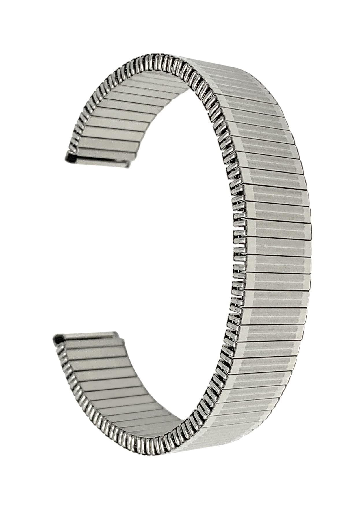 Bandini Silver Tone Womens 16mm Stainless Steel Stretch Metal Replacement Expansion Watch Band, Ladies Metal Stretch Strap - Compatible with Traditional and Smart Watches