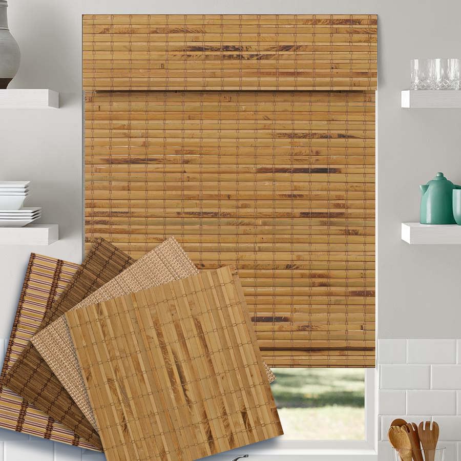 SelectBlinds Bamboo Shades | Woven Wood Blinds for Windows Classic Cordless, Sample Kit
