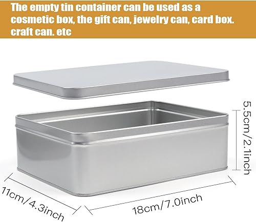 Miniatura 2 de Caja vacía de latas de metal con tapa, paquete de 6 latas de acero inoxidable para golosinas, regalos, velas, recuerdos y manualidades, color