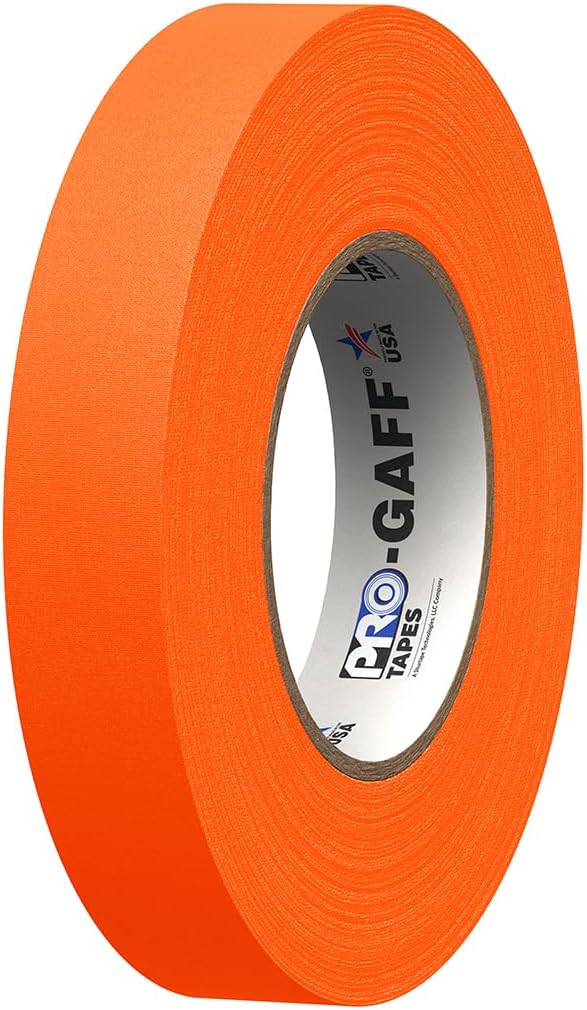 Pro Tapes 1 Width ProTapes Pro Gaff Premium Matte Cloth Gaffer's Tape With Rubber Adhesive, 50 yds Length x, Fluorescent Orange (Pack of 1)