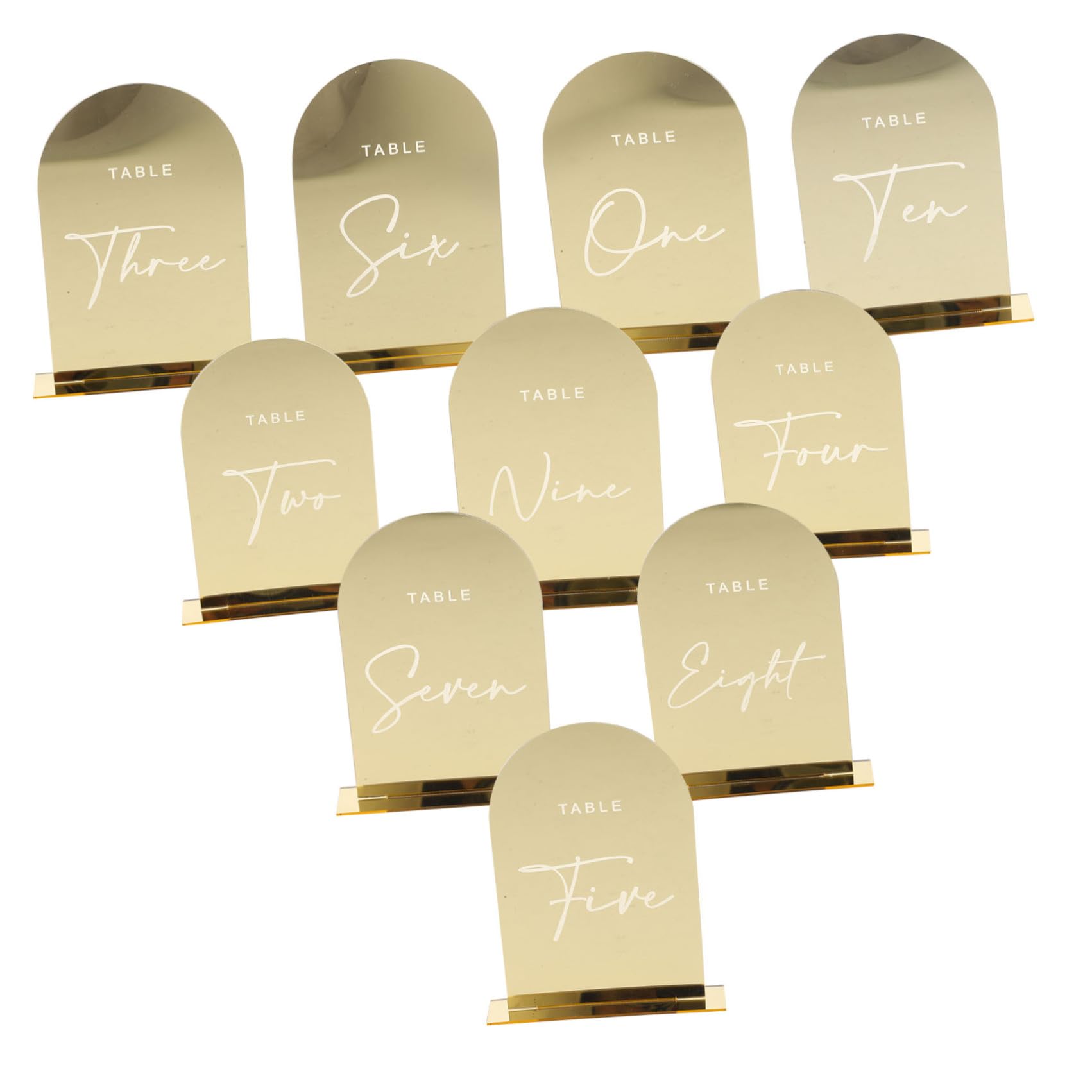 Mikikit 10 Pezzi Biglietti Segnaposto in Acrilico Oro per Matrimoni e Anniversari, Personalizzabili DIY e Facili da Pulire, Decorazioni Eleganti per Tavoli di Feste e Banchetti