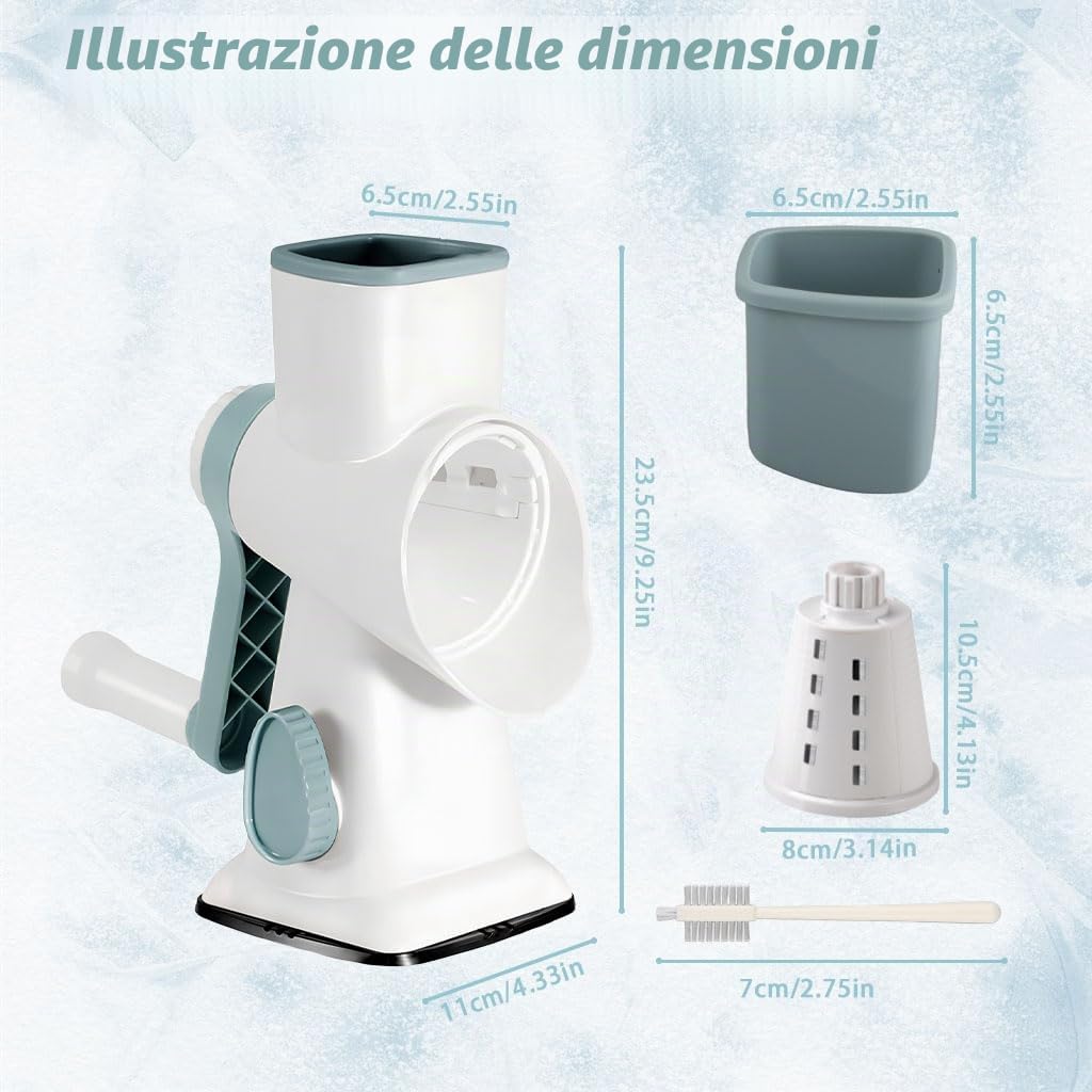 Macchina per graniglie, panemy Graniter, Lame a doppia fila angolo 45°, Frantumazione ghiaccio efficiente, risparmio sforzo, tritatutto adatto campeggio, cocktail, caffè freddo, gelato