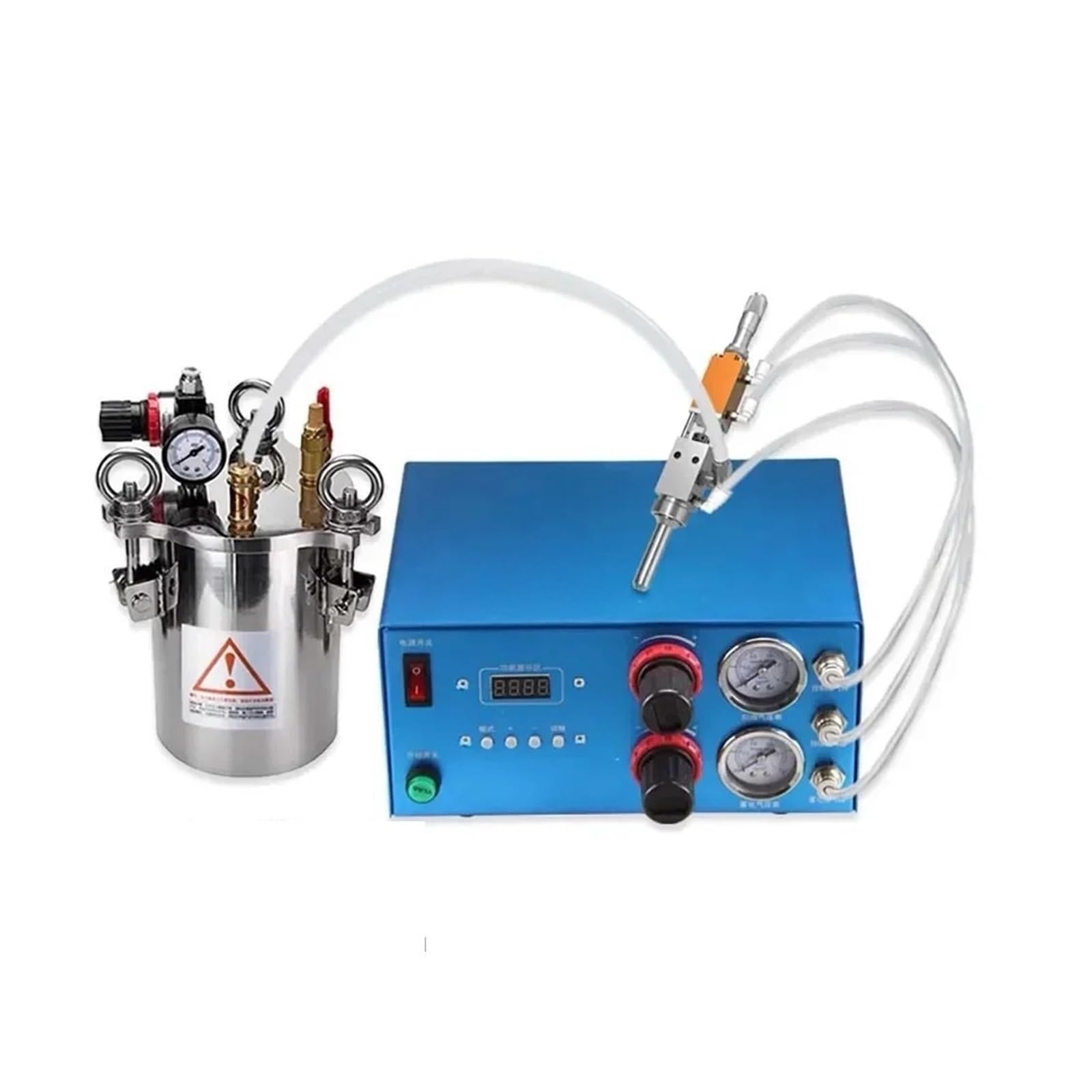 Tanque de presión dispensador de pegamento Juego de dosificación por pulverización de alta frecuencia. 1 tanque de presión de acero inoxidable de 10 L + 1 válvula de pulverización + 1 atomización tota