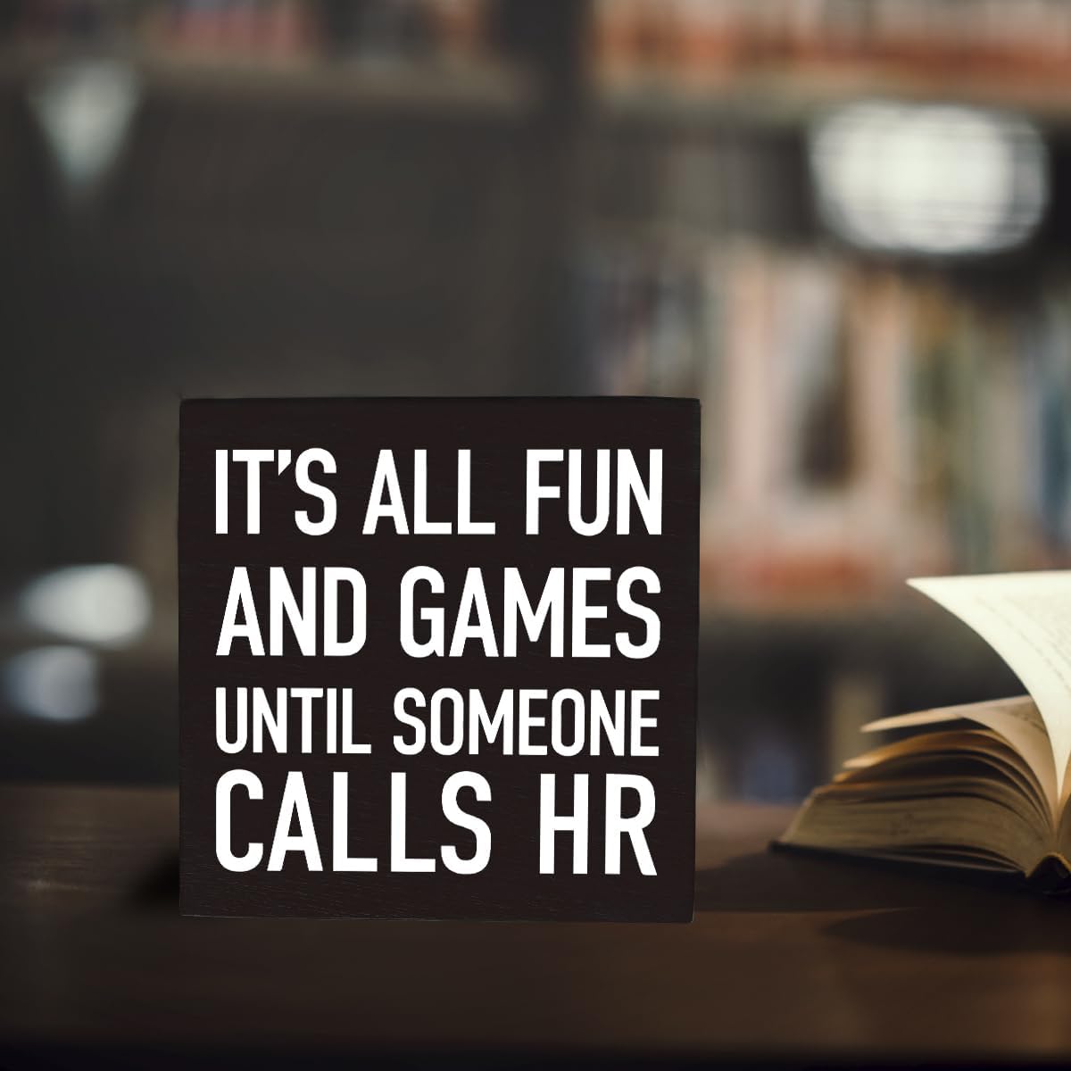Someone Calls HR Thank You Gifts Office Decor Funny Inspirational Desk Decor Human Resources Office Supplies for Women Men HR Boss Day Farewell Rustic Wooden Box Sign for Table Office Black image 4