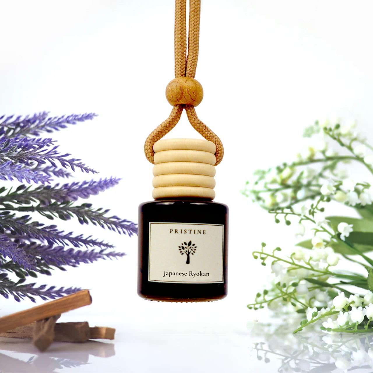 PRISTINE Japanese Ryokan/Hotel Scent Car Diffuser | with Lavender Lily Sandalwood Scent Hanging Car Freshener | Car Fragrance Scented Accessories Essential Aroma Oil Diffusers for Automobile Vehicle