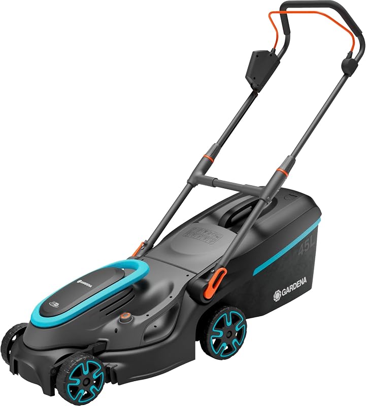 Gardena Set Ready-To-Use cortacésped a batería PowerMax 37/36V P4A: hasta 350 m², Ancho de Corte 37 cm, Capacidad 45 l, Altura de Corte Ajustable Central, Motor PowerPlus Eco-Modus (14638-20)
