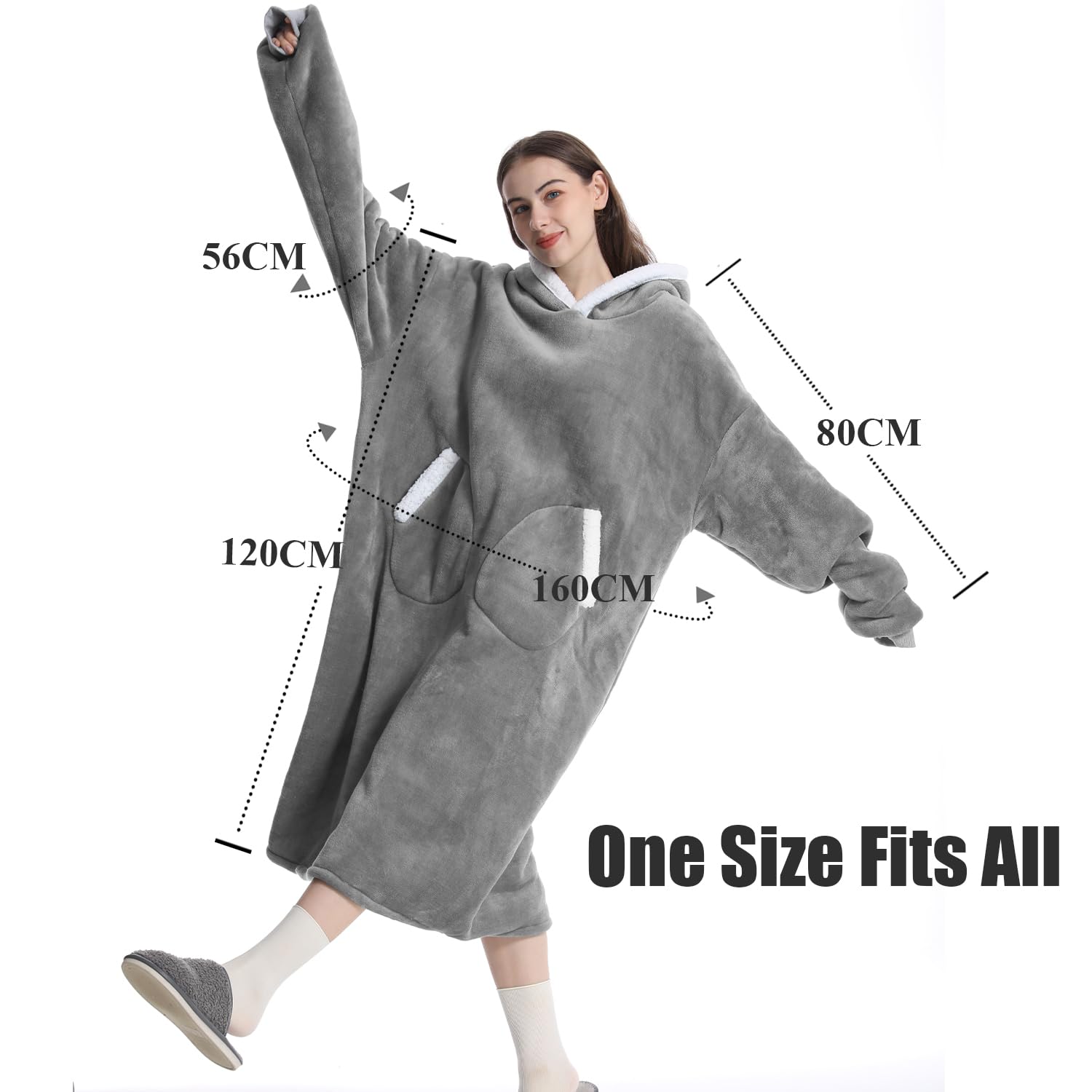 Sweat à Capuche Grand, Couverture à Capuche Surdimensionnée, Taille Unique Épais Pull Capuchon en Polaire Sherpa pour Femmes, Filles, Adultes, Adolescent