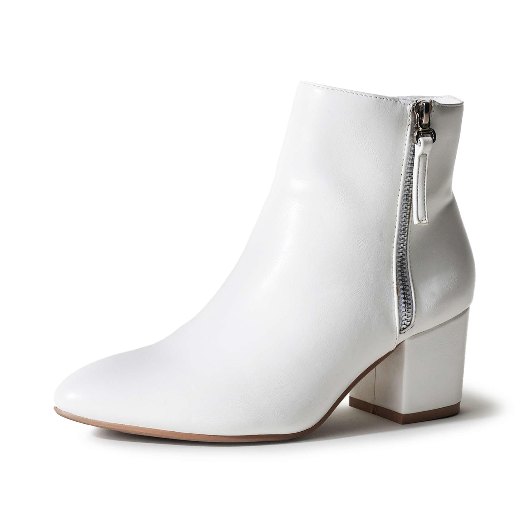 Zuma Ankle Bootie – Closed Pointed Toe Low Block Heel Zip Up Boot