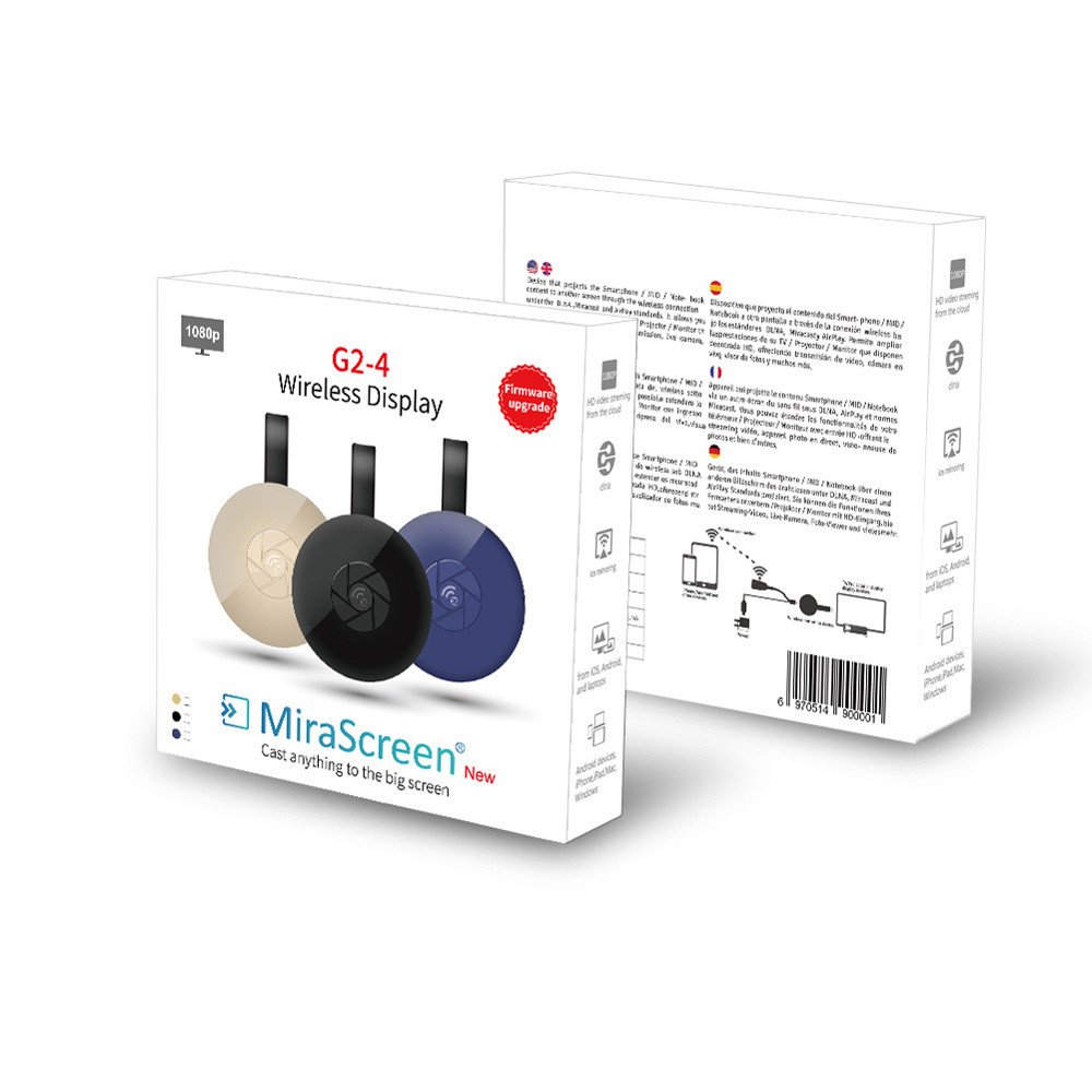 Push Treasure Miracast 1080P G2-4 Generation - Trasmettitore digitale HDMI per iOS/Android, Nero