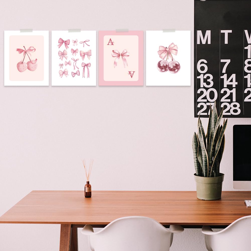 Set Di 3 Stampe Su Tela Con Fiocchi Rosa E Palline 8, Decorazione Murale Preppy E Civetta, 40,6x61 Cm Ciascuna, Pronte Da Appendere, Per Camera Da Letto Ragazze, Dormitori, Soggiorno