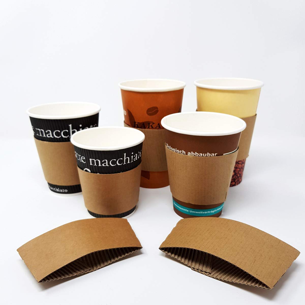 Kaffeebecher-Griffhülle, Becher-Jacket aus Pappe, Becherschutz für 0,3 l oder 0,2 l, 1000 Stück, Größe: 0,3 l