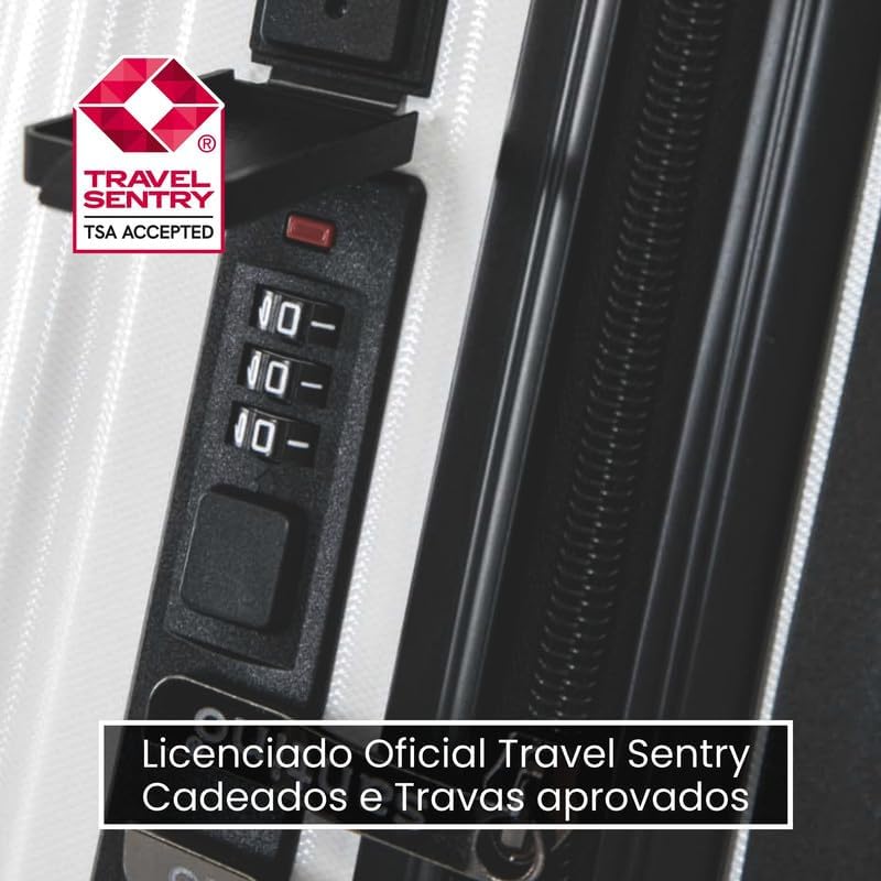 Santino Mala de Bordo Cronos Rígida ABS Padr?o ANAC Rodas Duplas 360o Cadeado TSA Entrada USB Capa Protetora Branco Santino Mala de Bordo Cronos Rígida ABS Padr?o ANAC Rodas Duplas 360o Cadeado TSA Entrada USB Capa Protetora Branco
