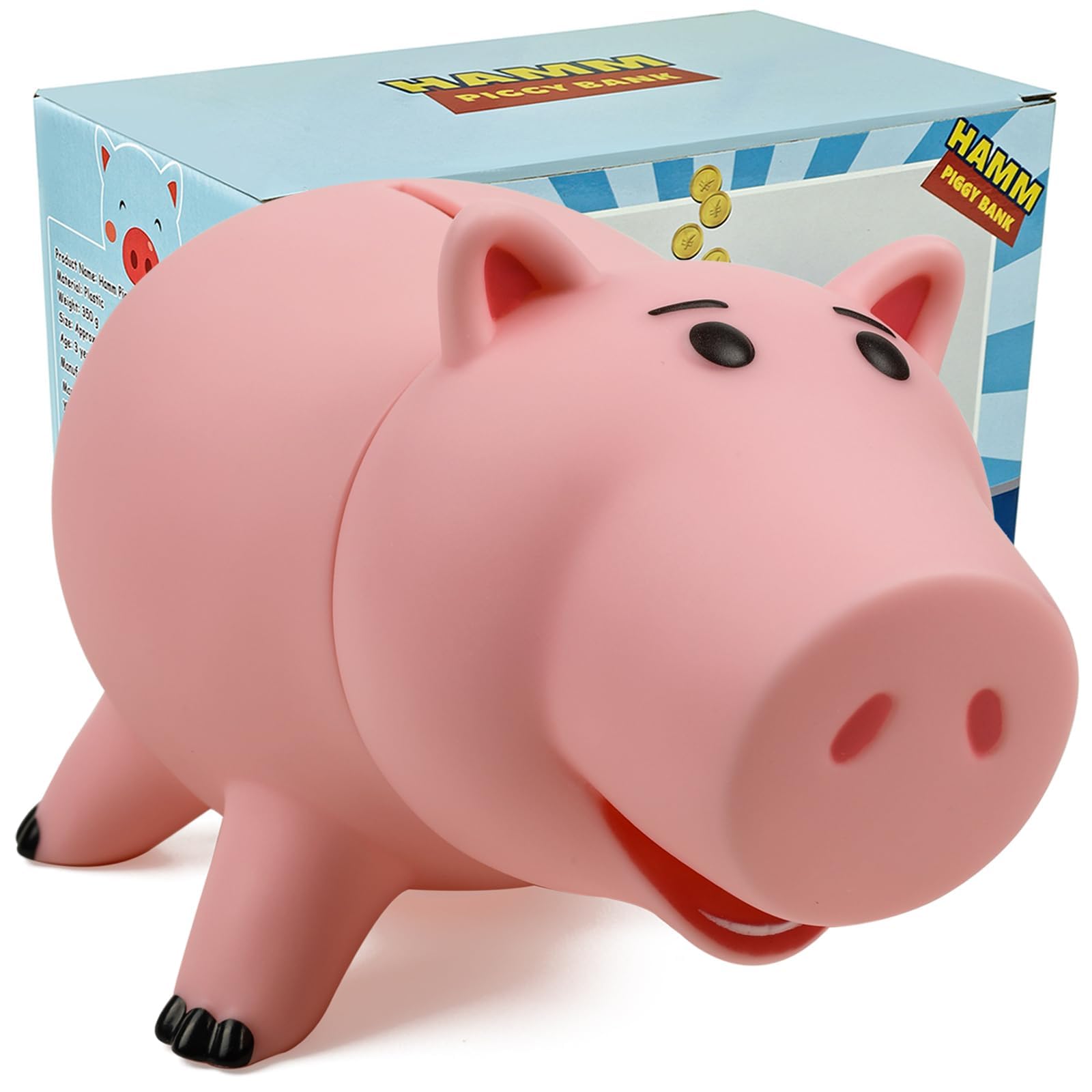 QUEENTASHamm Toy Story Piggy Banks for Kids large Pig Money Box Plastic Savings Bank for Children Kids Birthday Christmas(Color: Pink)ClimatePartner certified