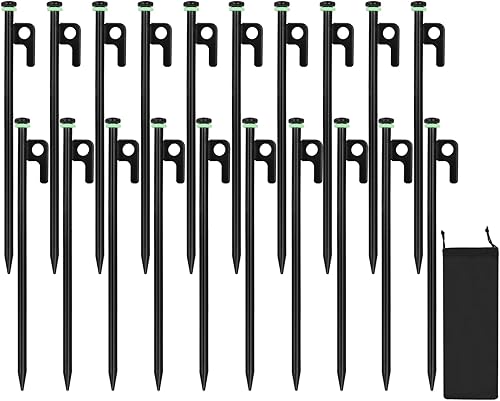HOLANHIN - 20 estacas de tienda de campaña resistentes de 8 pulgadas, 12 pulgadas16 pulgadas con bolsa de almacenamiento, estacas de acero forjado disponible en Yaxa Costa Rica