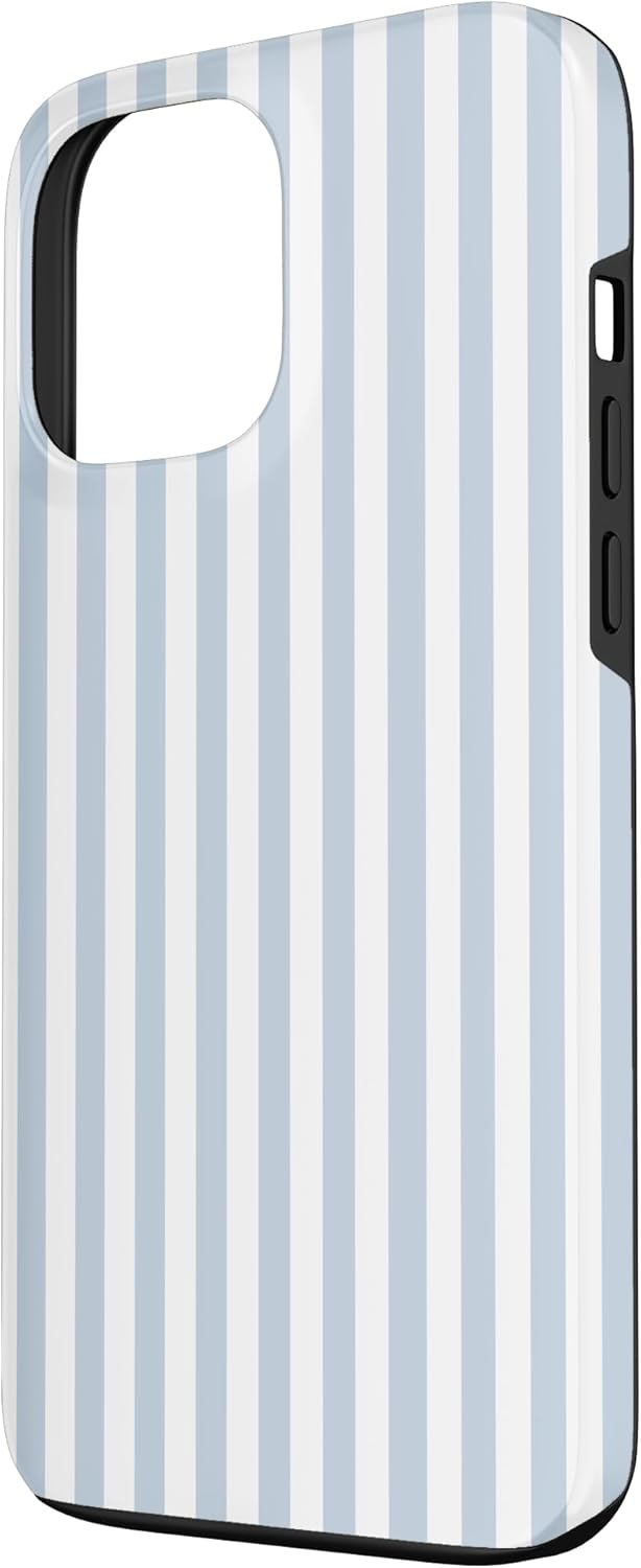 White and Light Blue Striped Geometric Line Pattern Case for iPhone 13 Pro Max - Image 2
