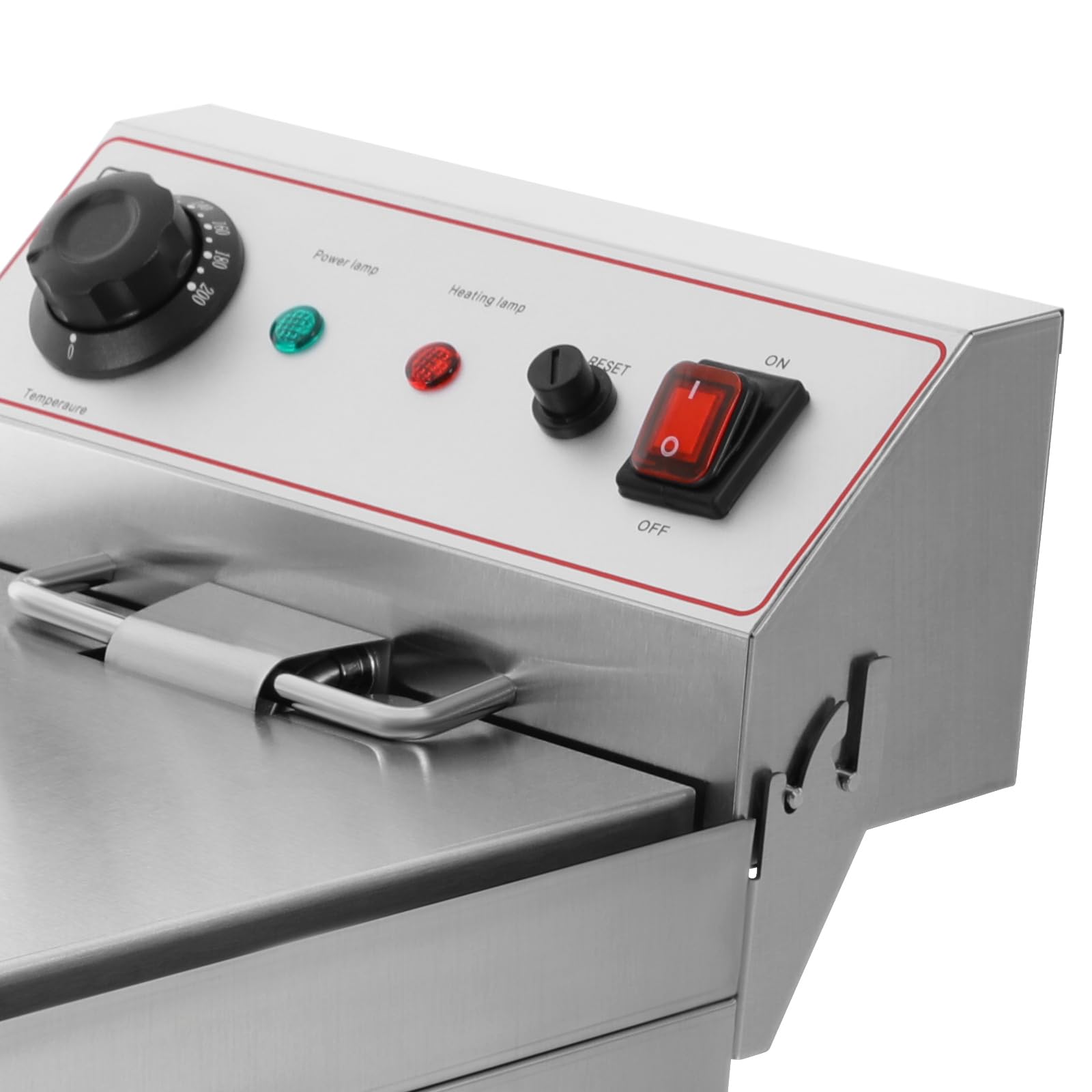 Freidora eléctrica comercial de acero inoxidable de 3000 W con cesta, 10 l, freidora de cocina grande con grifos, rango de temperatura: 60-200 °C