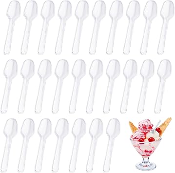 500pcs Mini Spoons for Desserts, Clear Plastic Small Tasting Spoons, Disposable Sample Spoon, Dessert Ice Cream Spoon for Jelly Pudding, Yogurt, Cake, Appetizers 3 Inch