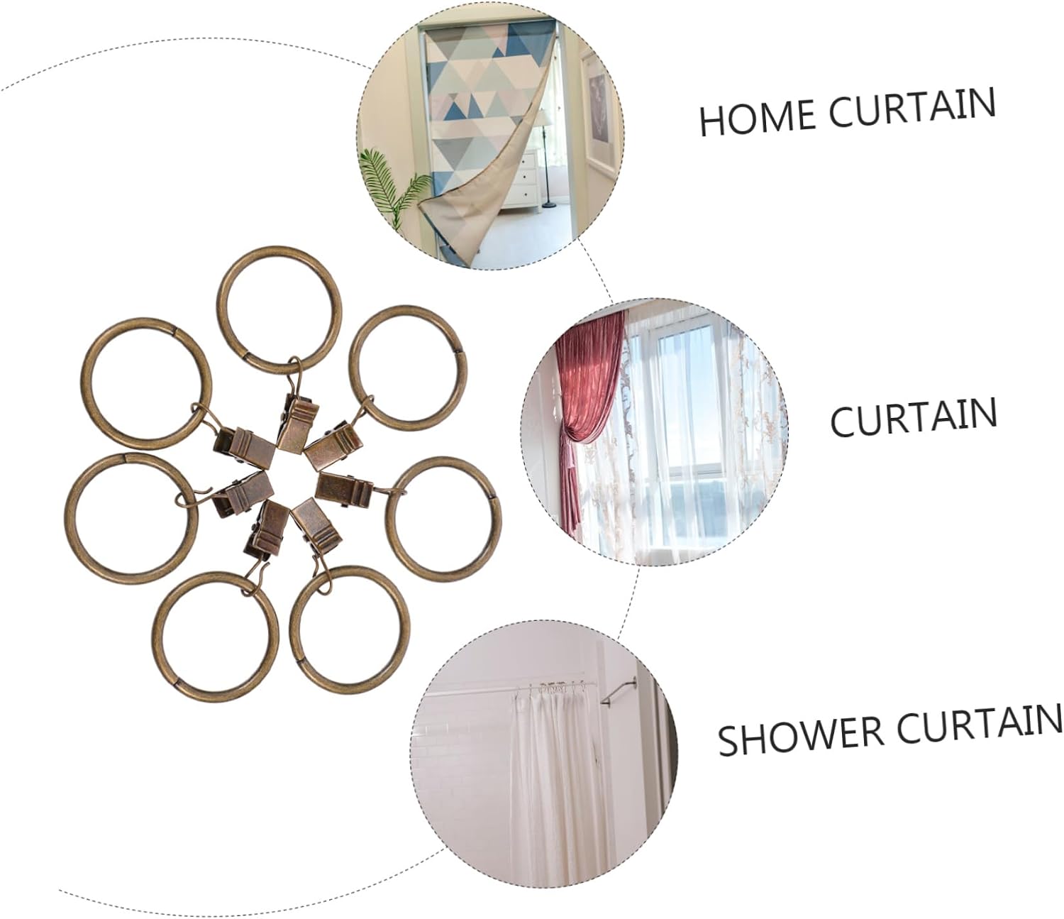 ORFOFE 50pcs Vintage Shower Curtain Sturdy Glide Hooks for Bathroom Decorative Hangers Clips Easy Installation Use Inner Antique Finish