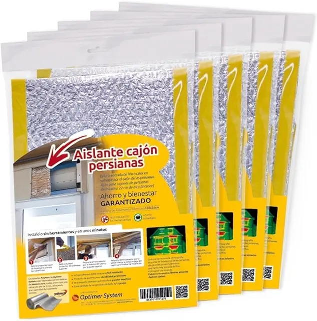 Aislante Térmico para Persianas - 100% Aluminio, Instalación Sin Herramientas