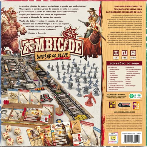 Galápagos, Zombicide: Undead or Alive, Jogo de Tabuleiro Cooperativo, 1 a 6 jogadores, 60 min
