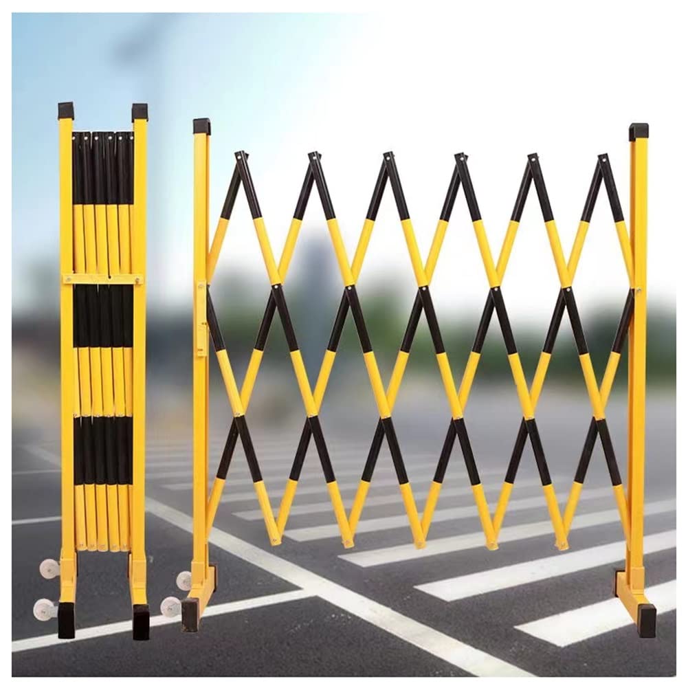YNIYUJKL Expandable Metal Safety Gate - Portable Folding Security Barrier For Driveway - Retractable Mobile Barricade - 1 Pack