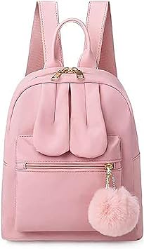 jupkem Cute Bunny Ear Backpack for Women Mini Fluffy Decorations Backpack Purse Small Cute Rucksack for Travel,Daypack