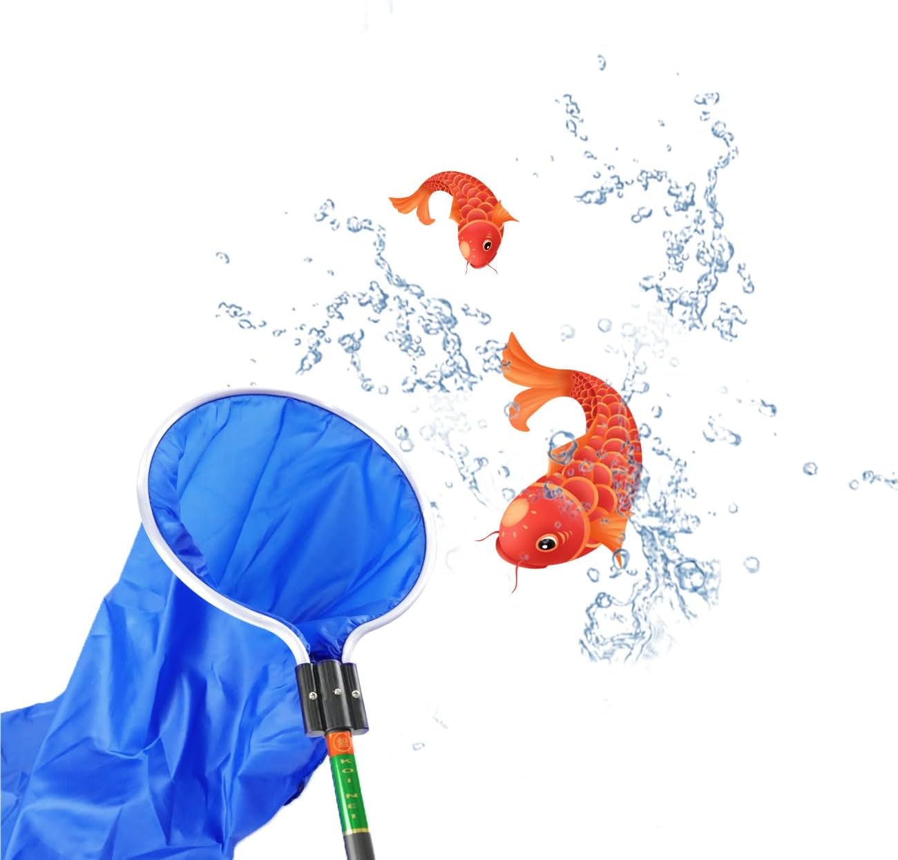 Koi Fish Net, Aquarium Net Short Handle Waterproof Soft Semi-Permeable Fishing Soft Lightweight Mesh Basket for Large Koi Sock Neting Medium Fish Eggs Safety Isolating Transfer