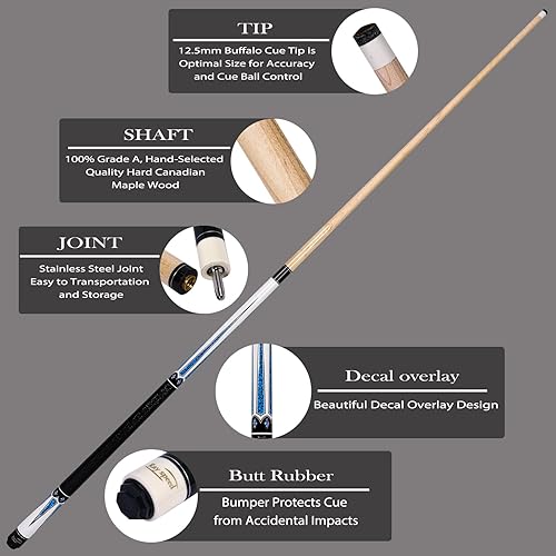 Vista 27 de Palo de billar con eje de desviación baja con estuche rígido de 19 a 20 onzas