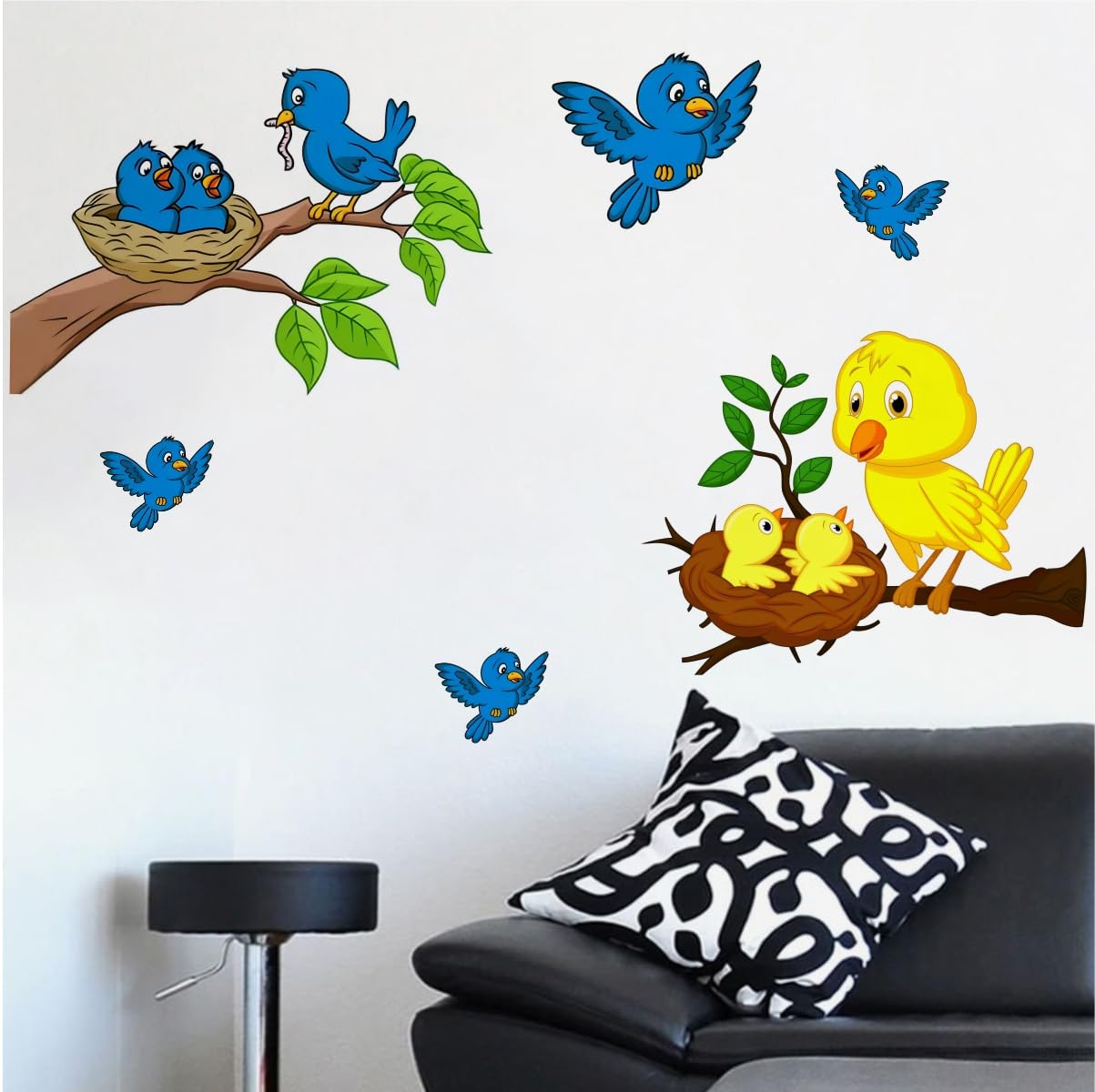 Colorful Bird Nest Wall Stickers - Self Adhesive Decals -1 Colorful Bird Nest Wall Stickers - Self Adhesive Decals -1