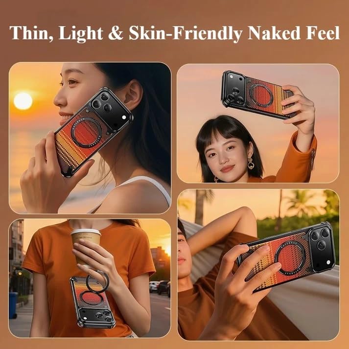 Image of Aluminum Frame Metal Bumper Compatible with iPhone 17 Pro Max | Simple Shield Air Cushion Shockproof | Edge Protection, Minimalist Slim - Black (Frame-Kevlar-Silver, iPhone 17 Pro)