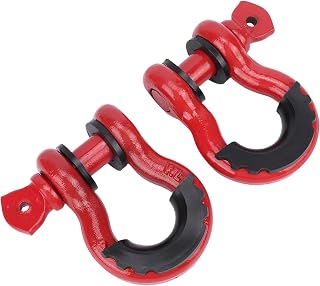 Jeanoko 3/4in Heavy Duty Red D Ring Shackle 4.75T Brottstyrka för Terrängåterställning, Dragrem, Lastbil, SUV, ATV, UTV, 2 St