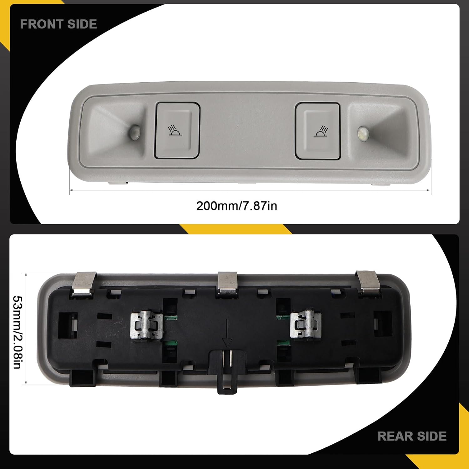 84398398 Front Interior Dome Light Lamp Assembly Fit for Cadillac Escalade Chevrolet Silverado/Suburban/Tahoe/Volt GMC Sierra/Yukon 2014-2020, Replace# 23155119 23487171 84407747 - GRAY