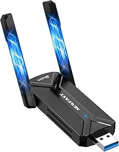 NEWFAST WiFi 7 Adapter 6500Mbps Wireless Adapter USB3.0 Wi-Fi Dongle For PC/Laptop, 2x5dBi Antennas, 4096-QAM, Multi-link operation (MLO), WPA3, Ultra-Low Latency, Supports Windows 10/11 Only