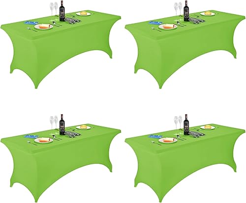 Miniatura 247 de FORLIFE Paquete de 6 manteles de elastano, de ajuste universal para mesas rectangulares de 6 pies, para patios, bodas, banquetes, fiestas