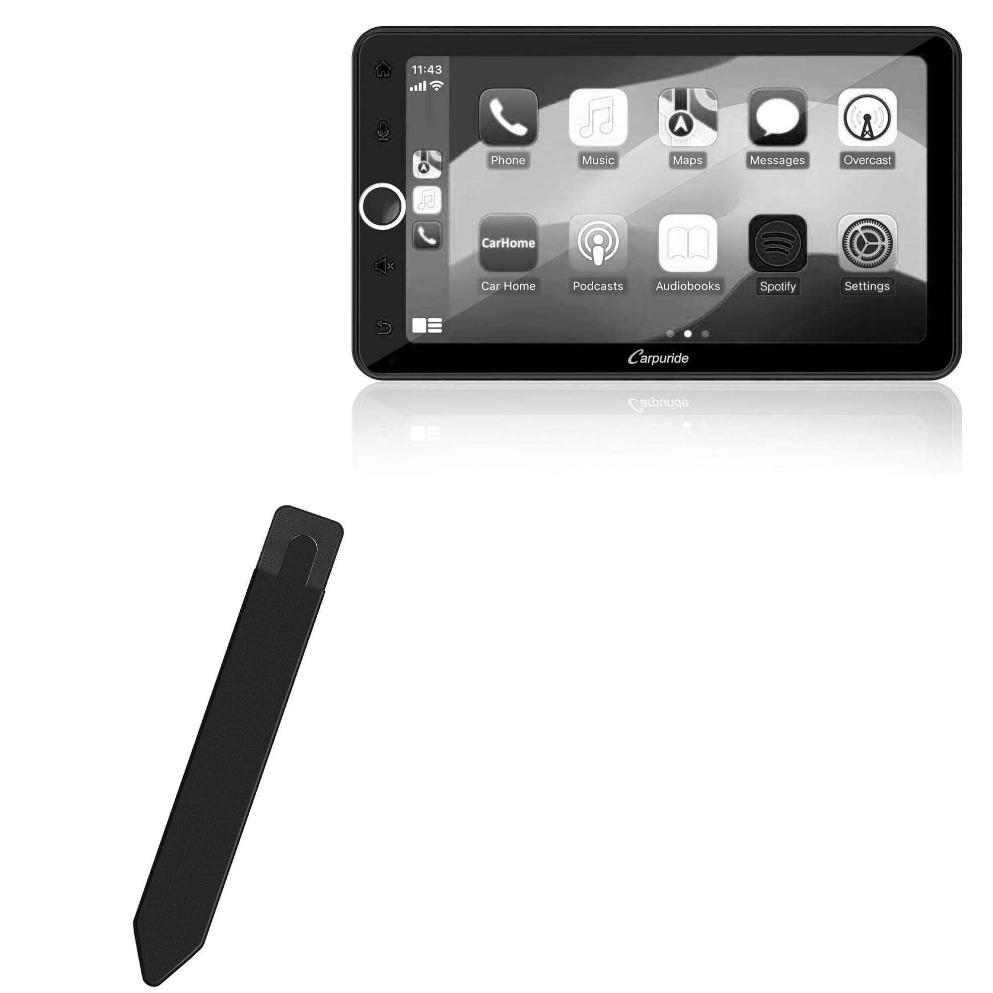 BoxWave Stylus Pouch Compatible with Carpuride W706-S (7 in) - Stylus PortaPouch, Stylus Holder Carrier Portable Self-Adhesive - Jet Black