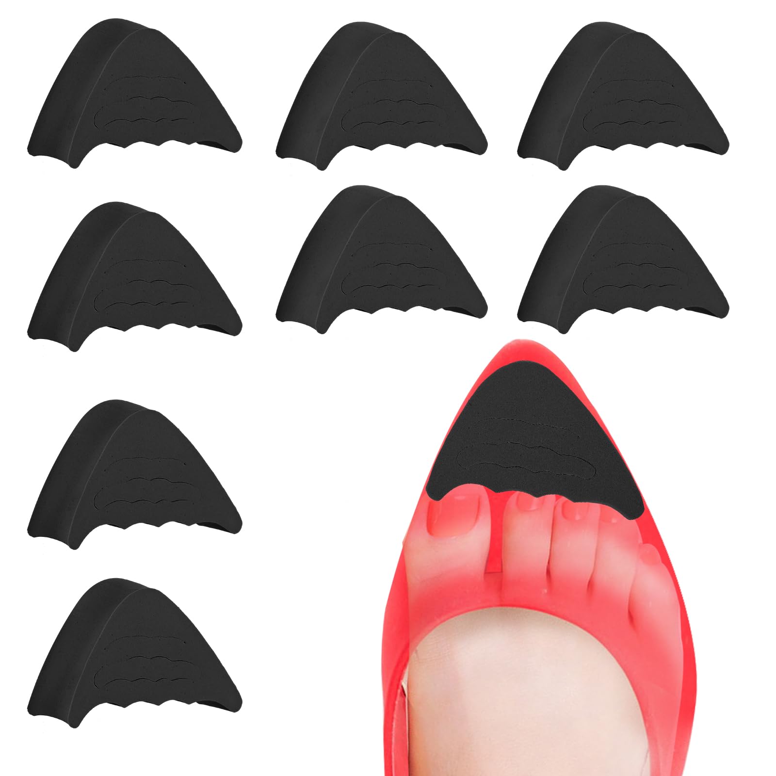 ThinpToe Inserts for Shoes Too Big, 4 Pairs Adjustable Shoe Filler Inserts Half-Size Cushion Insoles Make Shoes Fit One Size for Women and Men Casual Sports High Heels Boots (Black)