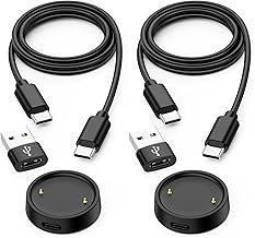 USB C Smartwatch Charger Charging Cable for Amazfit Active 2/ Amazfit Bip 6, Portable USB-C Charging Station for Amazfit with 1M Type-C Charging Cable and Type C to USB A Adapter (Pack of 2)