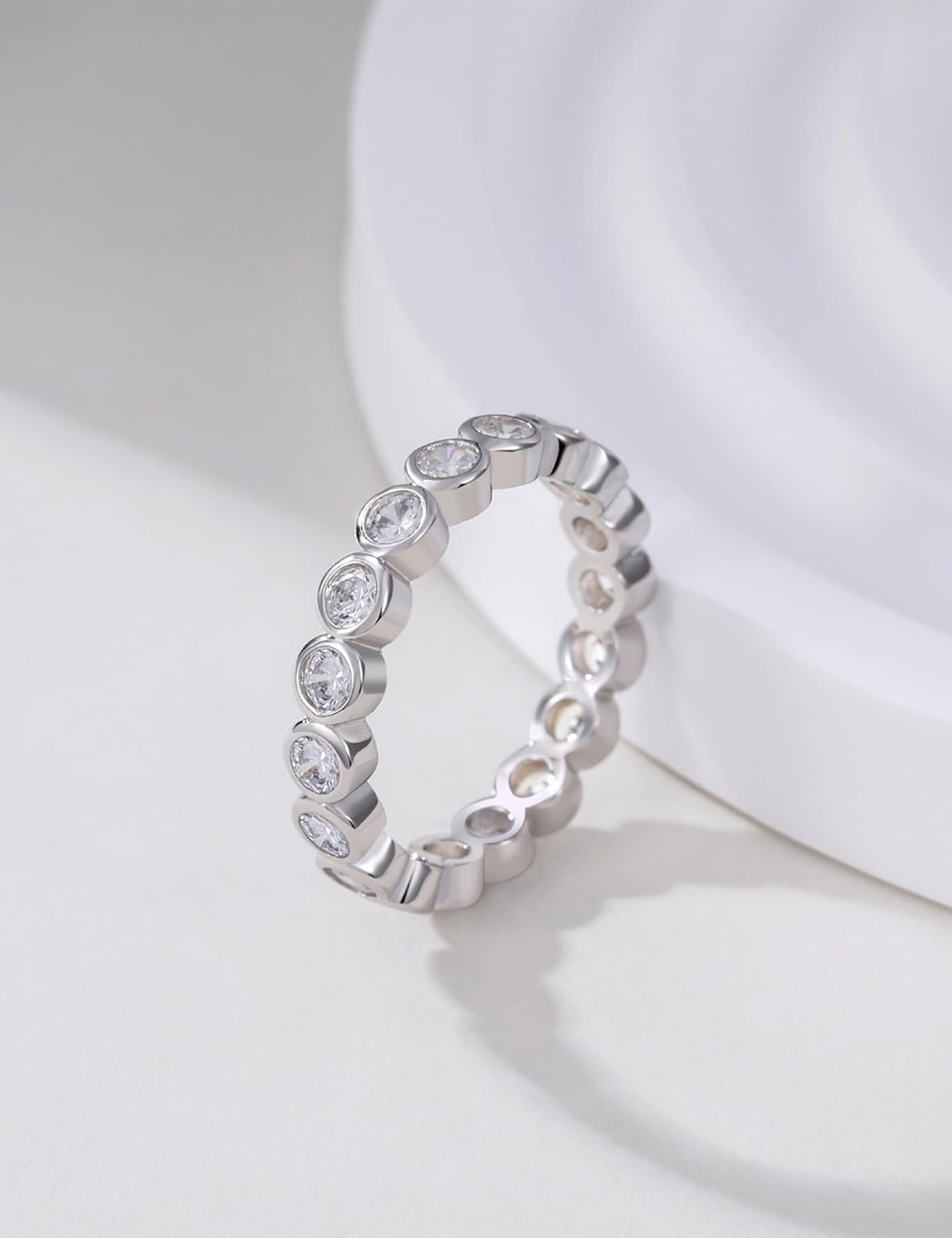 Mameloly 3.8mm Wedding Bands for Women Cubic Zirconia Full Eternity Stackable Engagement Promise Rings for Her Size 3-12 - Image 3