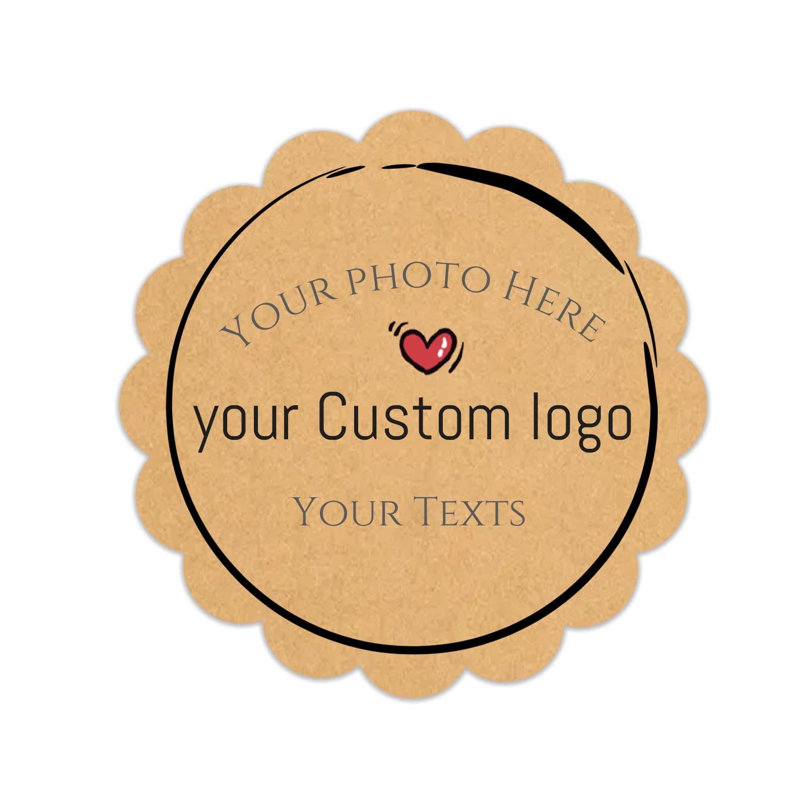 100pcs Personalized Stickers Labels Custom Business Logo Stickers Kraft Paper Labels in Circle, Rectangle, Square, Oval, in 1.5",2", 2.5“, 3”, 4" (