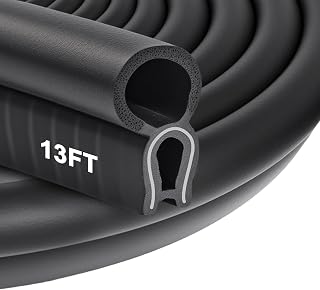 Automotive Weather Stripping 13FT - EPDM Rubber Edge Trim Car Door Seal Strip 0.55" Push-On Gasket with Top Bulb for Car Door Bus Camper RV Boat Truck and Home Applications, Fits 1/16" to 2/25" Edge